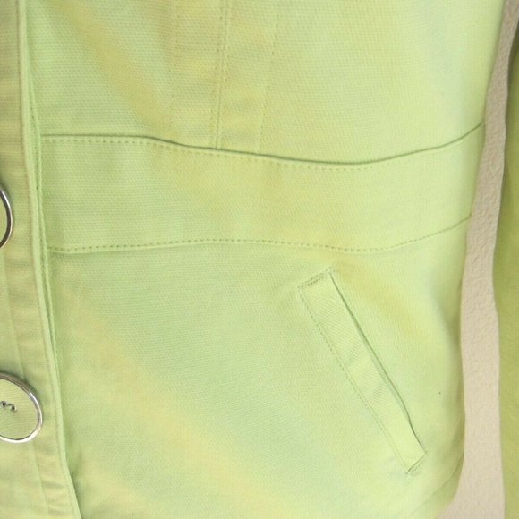 CHICO'S BRIGHT GREEN SHORT COTTON PEACOAT STYLE JACKET,LINED- Chico's SIZE 0 -XS - Picture 2 of 7